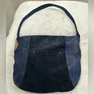 Timeless B Makowsky Giamma00 Blue Suede Leather Hobo Shoulder Handbag Purse